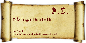 Mánya Dominik névjegykártya
